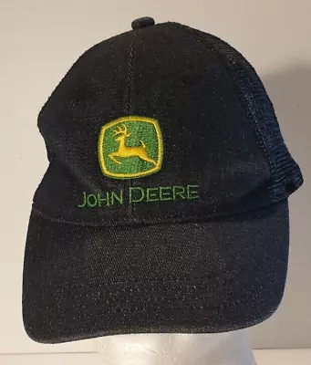 John Deere Logo Blue Denim Mesh Snapback Truckers Cap Hat Adjustable Embroidered • $21.55