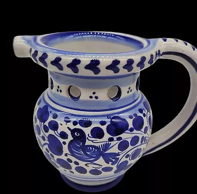 Italian Pottery Pitcher Signed G.A. Ravello Small Trick Picher Bevi Se Puoi Blue • $15