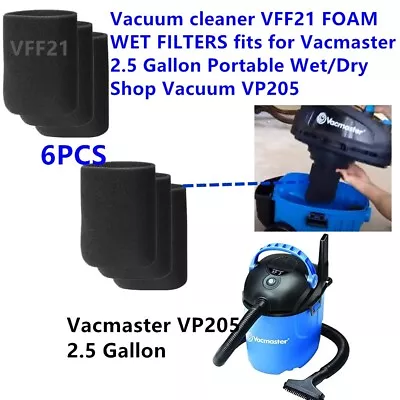 6 PCS Vacuum Cleaner FOAM WET FILTER For VACMASTER VP205 Vacuum 2.5 Gallon VFF21 • $18.99