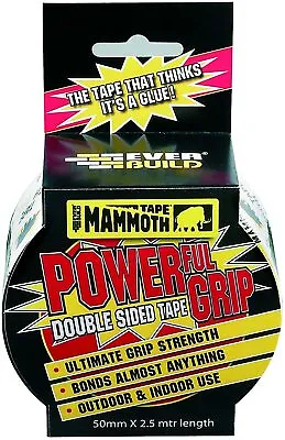 Everbuild Mammoth Powerful Grip Tape Reinforced Double Sided Tape 50 Mm X 2.5m • £8.99