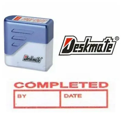 $10.99 • Buy { COMPLETED BY DATE } Deskmate Red Pre-Inked Self-Inking Rubber Stamp #KE-C06B