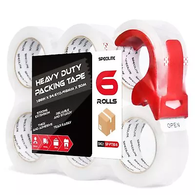 Heavy Duty Clear Packing Tape With Dispenser6 Rolls 1.88 Inches X 54.6 Yards Pac • $18.89