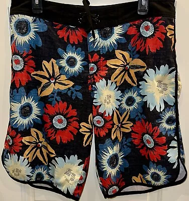 Mossimo Supply Co. Men's Java Black Floral Swim Beach Board Shorts Size 36 • $14