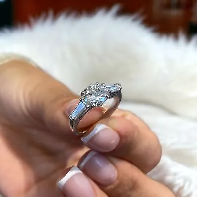 $4546.52 • Buy 14K White Gold Engagement Ring 2.50carat Lab-Created Diamond F VS1 Hidden Halo
