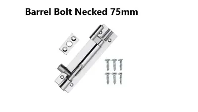 Necked Barrel Bolt Lock Crank Sliding Door Gate Bathroom Bolts 75mm Satin Nickel • £3.49