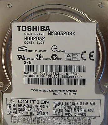 10 Pc. Lot Toshiba MK8032GSX 2.5  80gb 5400rpm Sata (DOD Tested & Wiped) • $163.02