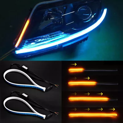  2x Car Parts Soft Tube LED Strip Daytime Running Lights Turn Signal Lamp Decor • $28.56