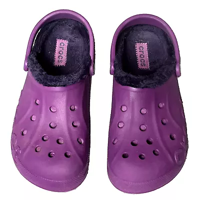 CROCS Classic Fleece-Lined Bright Purple Clogs! Casual Shoes Womens 10 Mens 8 • $34