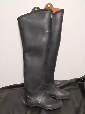 100％ Rubber Boots 28cm Wader Black Long Kohshin Doublesided Dull Shiny Hip Wader • $150