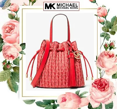 NWT Michael Kors Willa XS Convertible Grab Tote Bag In CRIMSON RED MK Sig Canvas • $189.95