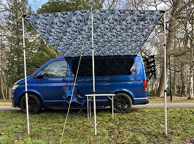 Campervan Caravan Awning Sun Canopy  By WILD EARTH DELUX SET 2.4m X 3m Camo Grey • £110