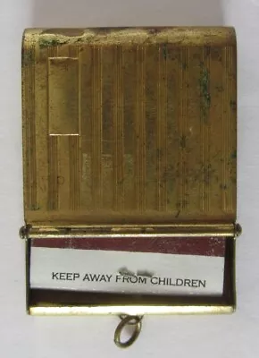 VINTAGE BLECHER BRASS MATCHBOOK SAFE~HOLDER~COVER~CASE~w/RING FOR WATCH CHAIN~VG • $15.95