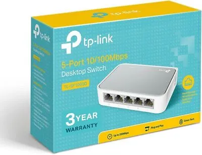 8 Port TP-LINK Fast Ethernet Switch LAN Network RJ45 Splitter Hub Wired NEW • £15.95