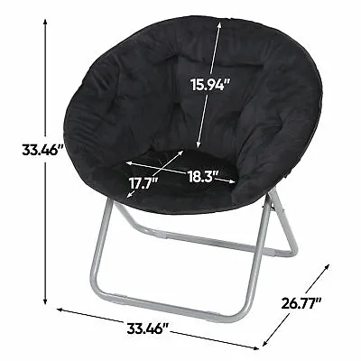 Faux Fur Moon Chair  Folding For Kids Teens Saucer Chair Black Room Home Chair  • $28.59