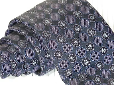 Canali Lavender Purple & Blue Geometric Foulard Silk Tie Hand Made 58 X 3 1/8 • $99