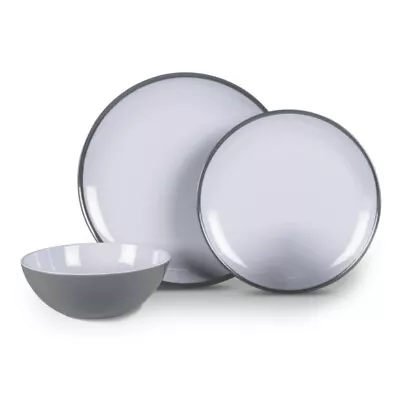 £34.99 • Buy Kampa Fog Grey 12 Piece 100% Melamine Dinner Set, Picnic,Camping,Tableware 