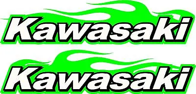 Kawasaki Logo Motorcycle Flame 2 Sticker Decal Set Green  2.5  X 10  Each • $16.99