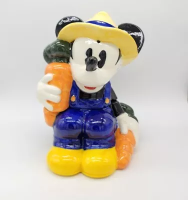 Vintage Mickey Mouse Carrot Farmer Gardening Cookie Jar By Treasure Craft  • $74.24