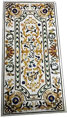 4'x2' White Marble Table Top Dining Center Inlay Mosaic Bird Pattern Home Decor • $1781.25