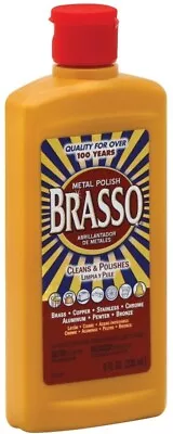 New Brasso 2660089334 8oz Bottle Liquid Metal Polish Cleaner Brass Copper Chrome • $3.95