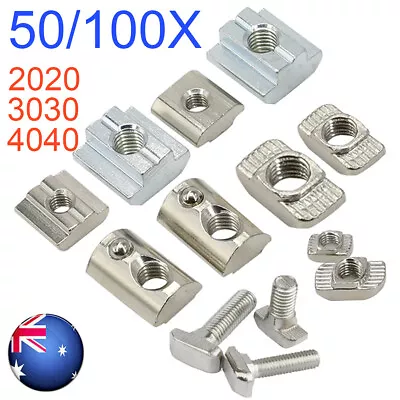 M3/M4/M5/M6/M8 Drop In Tee T-nuts Square Tee Sliding Nut T Slot Nuts For Profile • $8.99