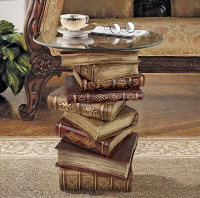 Literary Tower Of Books Sculpted Accent Side Table • $281.91