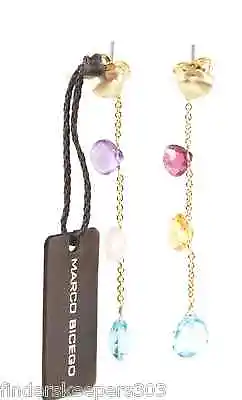 MARCO BICEGO Aruba 18K Yellow Gold Blue Pink Purple Orange Drop Dangle Earrings • $1195