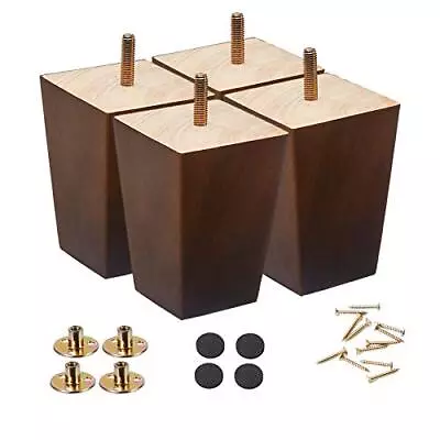 Wood Furniture Legs 5 Inch Sofa Legs Pack Of 4 Square Brown  Assorted Sizes  • $36.89