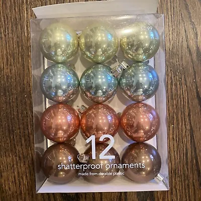 MARTHA STEWART SET OF 12 Woodland Holiday SHATTER PROOF CHRISTMAS ORNAMENTS • $12