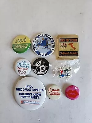 9 Pinback Button Lot Hispanic Heritage Week 1986 Music Spanish Geek & Proud • $12.50