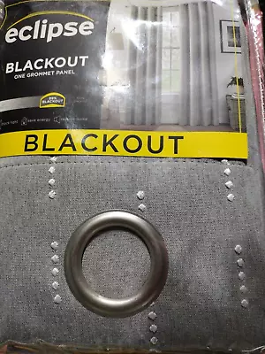 Gray JCP Eclipse Blackout BASEL DOT Gray Grommet Top Curtain 50  X 108  • $25.99