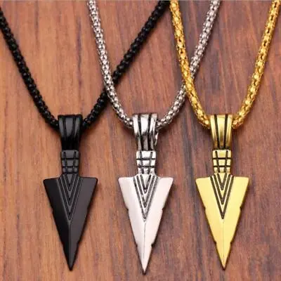 Men's  Black Long Necklace With Arrow Pendant Jewelry Chain Hip Hop Punk R=OR • $1.42