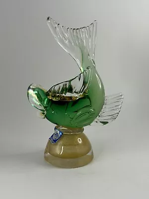 Vintage Alfredo Barbini Murano Art Glass Sommerso Blue Fish Sculpture 7” • $77