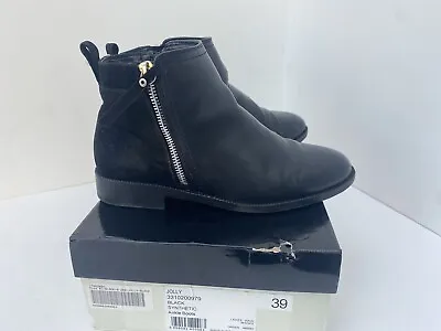 MISS KG KURT GEIGER JOLLY BLACK ANKLE BOOTS SIZE UK 6. 5 EU39 Black Suede • £15.95