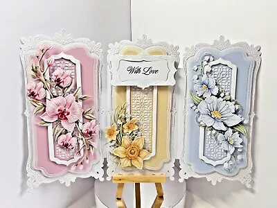 Beautifully Handcrafted Greetings Card - Floral Triptych • £6.50