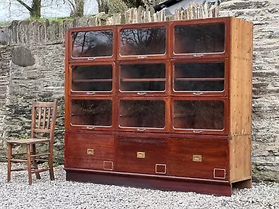 £950 • Buy Large Antique Mahogany Glazed Haberdashery Cabinet Shop Fitting Drawers