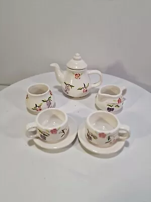 Children's Miniature Porcelain 8-pieces Floral/Fruit Design Tea Set C11 • $15