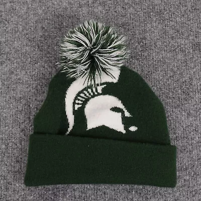 Michigan State Spartans Hat Youth Kid Beanie Green Knit  Logo Pom Ski Winter MSU • $9.95