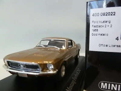 WOW EXTREMELY RARE Ford Mustang Fastback 2+2 1968 Gold 1:43 Minichamps-Mach1/GT • £136