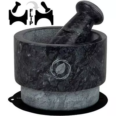 Large Mortar & Pestle Set Gray Marble Stone Spice Grinder 2.1 Cup 5.5 Inch • $35.99