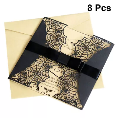 8pcs Spider Web Halloween Party Invitations For Scary Themed Masquerade-DI • £13.55