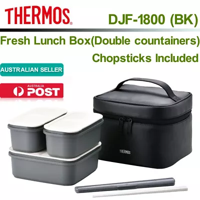 $70.20 • Buy THERMOS Fresh Lunch Box Bento Box 1.8L DJF-1800 Black Chopsticks Keep Fresh Bag 