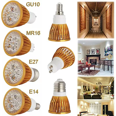 Dimmable GU10 MR16 E27 E14 9W 12W 15W LED Spotlight Golden Shell Bulbs Lamp RD79 • $4.49