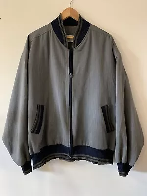 Daniel Lightfoot Vintage Mens Grey Navy Trim Lightweight Bomber Jacket Sz. XL Gc • $25