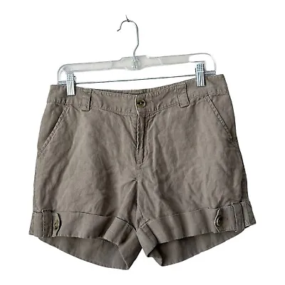 Banana Republic Women’s Shorts Size 8 Tan Khaki 100% Linen Safari Button Closure • £12.92