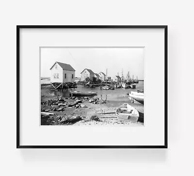 1940 Photograph Of Massachusetts. Menemsha. Small Craft And Lobstermen's Shacks • $16.99