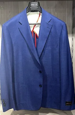 Tiglio Luxe Sport Coat Nwt Hopsack Royal Blue Deconstructed Blazer Size 46r • $159.99