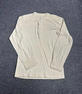 Vtg Military Undershirt Lally MFG Corp Men's Size Medium Ivory Wool Blend Henley • $29.99