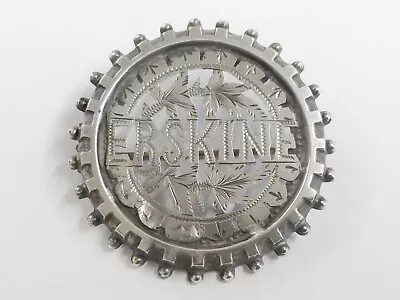 ANTIQUE VICTORIAN STERLING SILVER ERSKINE NAME BROOCH PIN 4.4g • £48