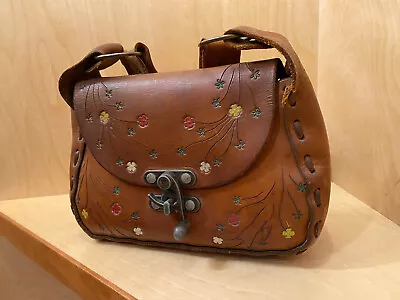 Vintage 1960's Tooled Leather Floral Shoulder Bag AS IS • $42